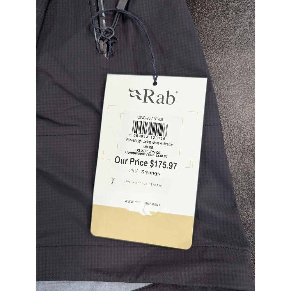 Rab Firewall Hooded Rain Jacket Women's XS Anthracite Proflex (MSRP $235) - Picture 2 of 6